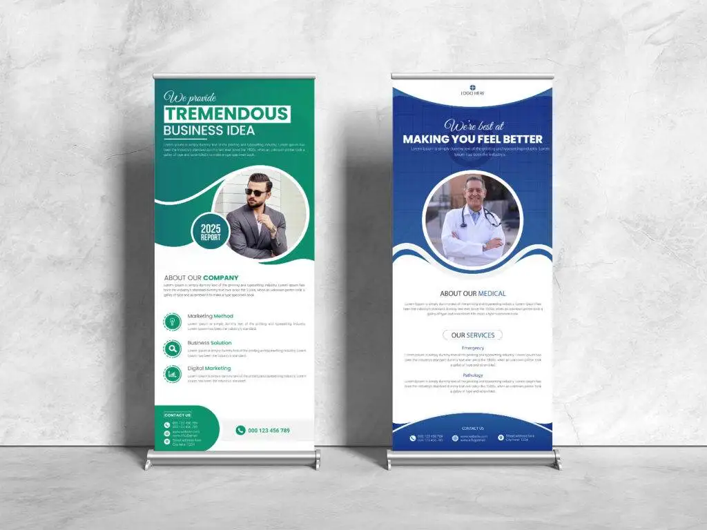 Standing Rollup Banner Design for branding agencies for startups in Georgia, United States