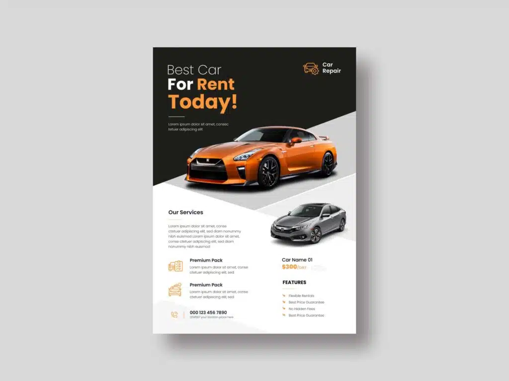 Car rent company marketing flyer - Car Repair