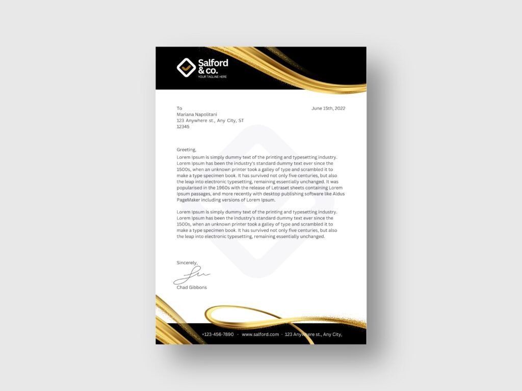 Golden Roofing LLC Company Letterhead Design