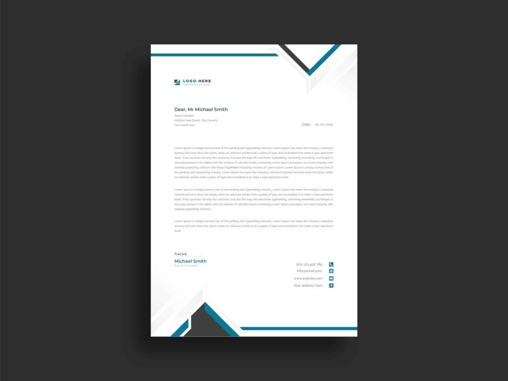 Modern Clean Corporate Business Letterhead Design