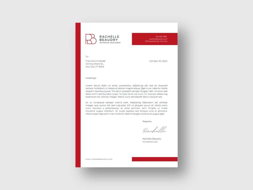 Rachelle Beaudry Architectural Company Letterhead Design