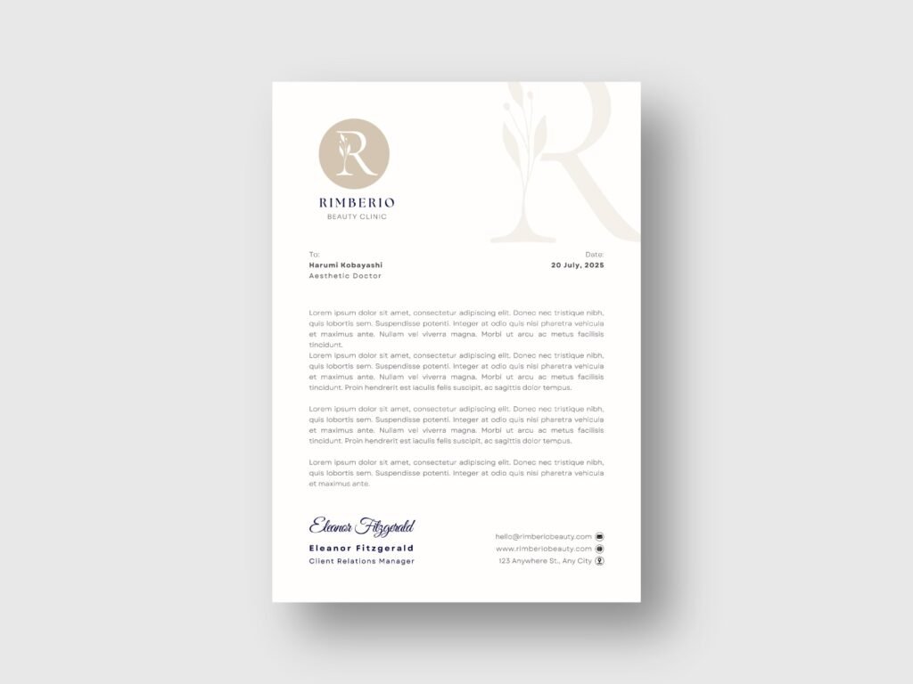 Rimberio Beauty Center Letterhead Design