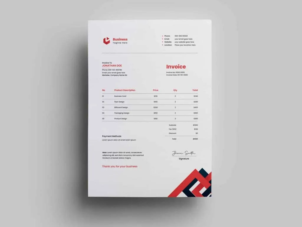 E-commerce & Online Retail Company Invoice Design