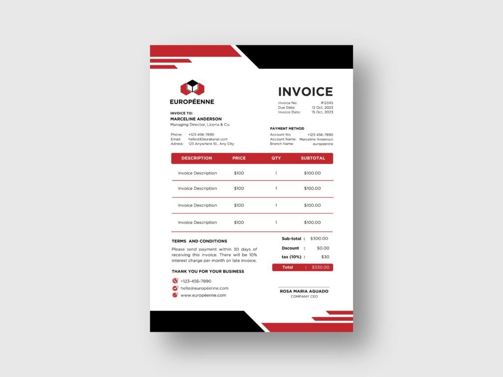Educational Institution Invoice Design