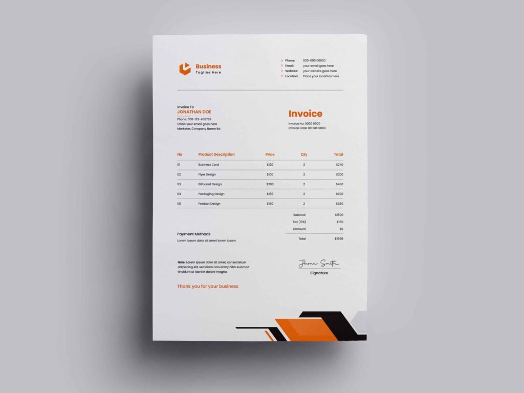Marketing Company Invoice Design