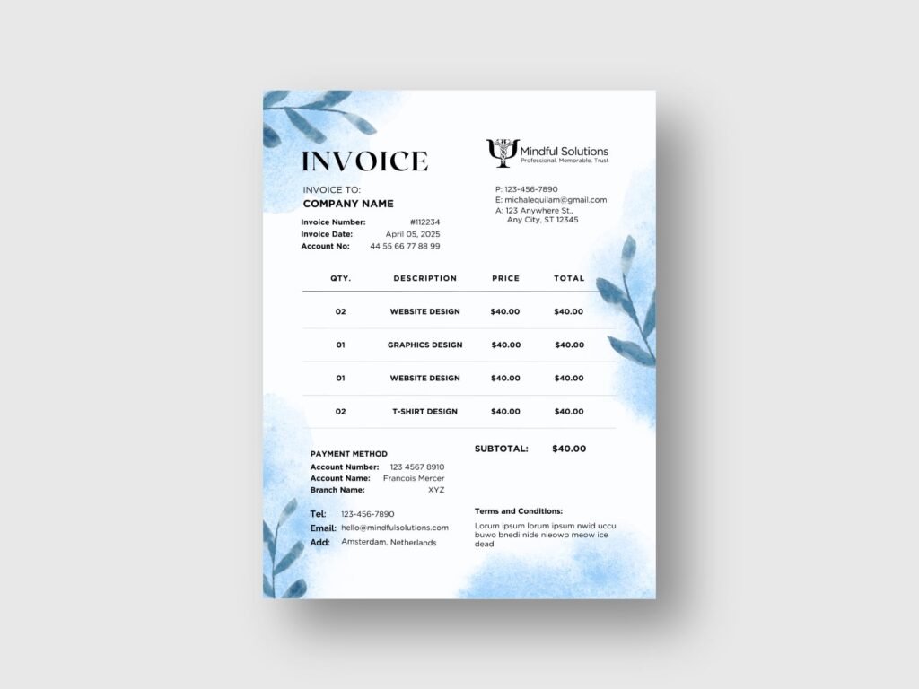 Psychiatrist Institute Invoice Design