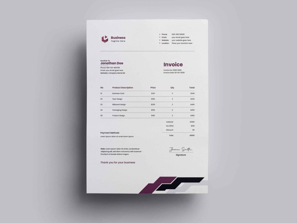 Real Estate Company Invoice Design