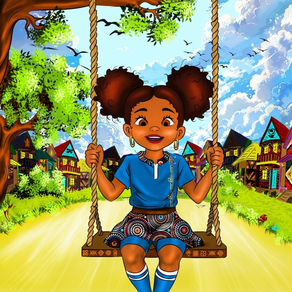 A girl in Nairobi is swinging at KIJIJI Atlanta Village