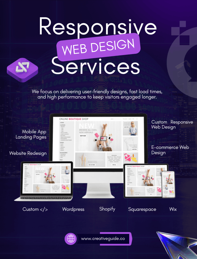 Responsive Web Design Services Poster Design for Creative Guide