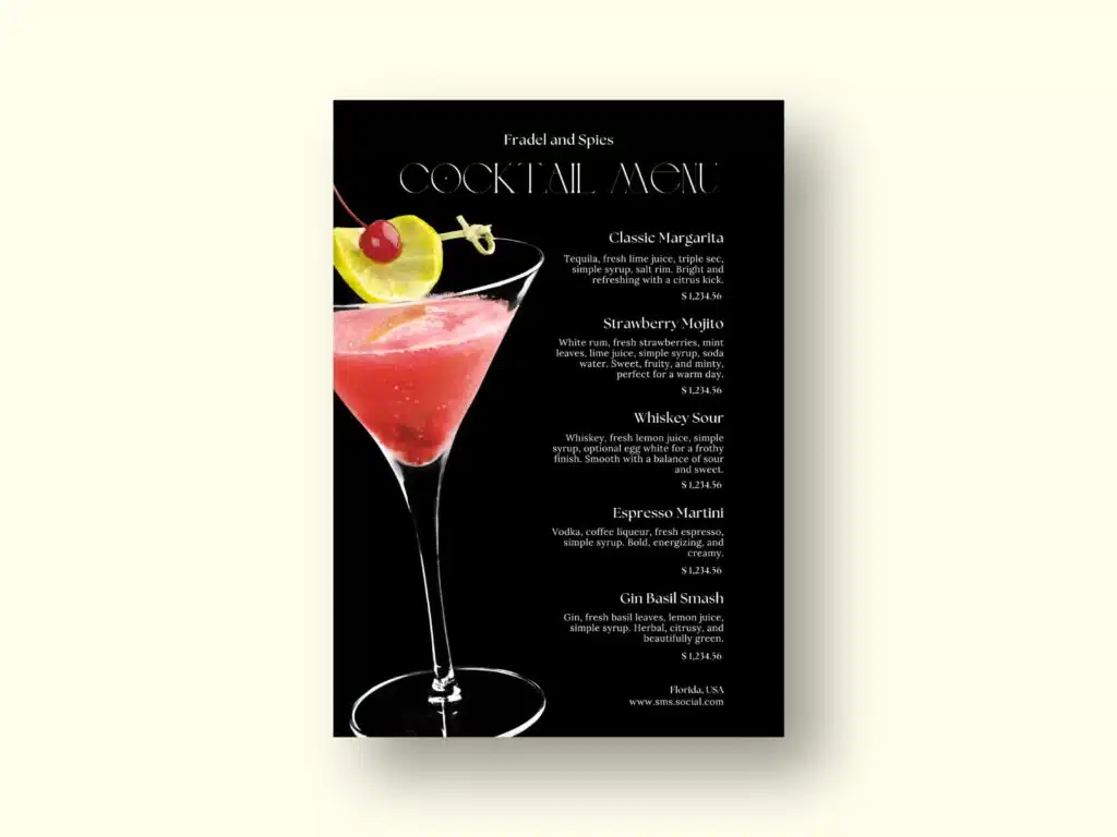 Hotel Parl & Party Center Menu Design - Creative Guide