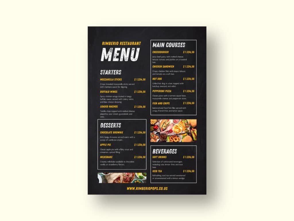 Rimberio Restaurant Menu Card Design